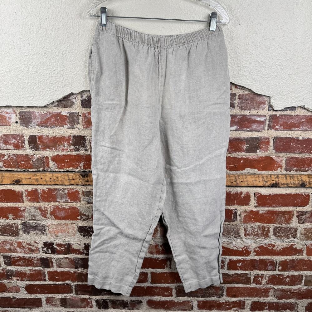 Vintage LL Bean Pants Womens Large Linen Elastic Waist Relaxed Fit Lightweight